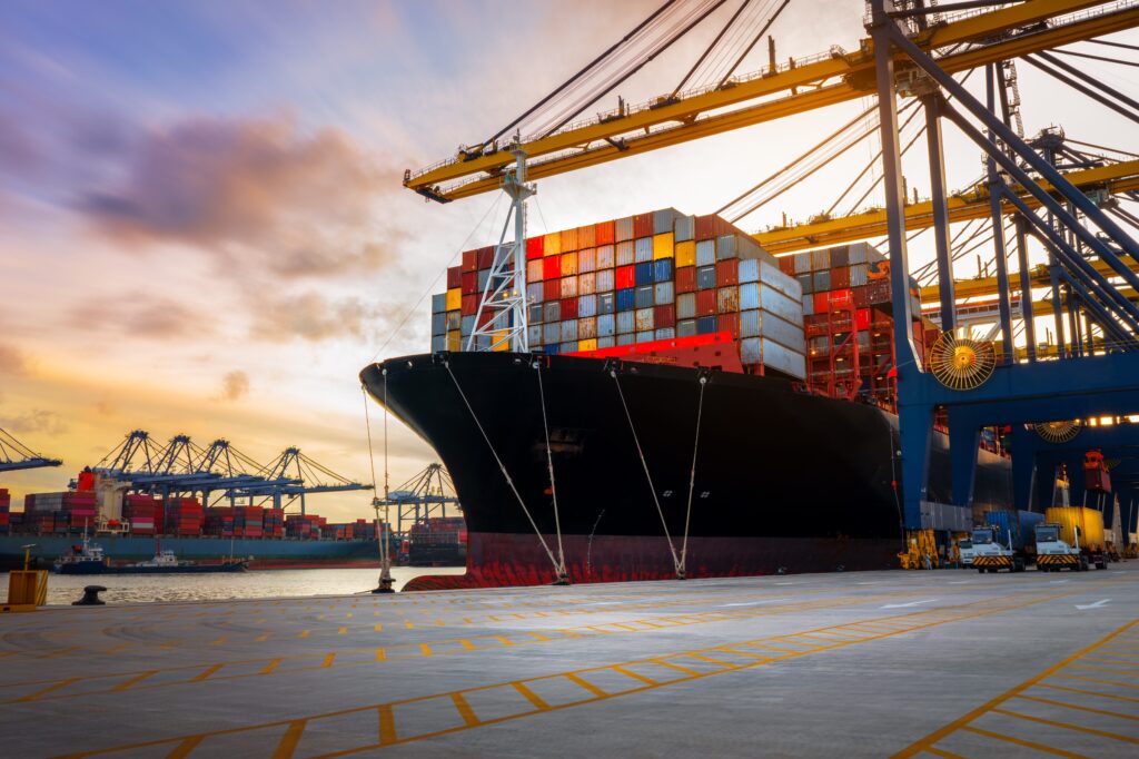 Container ship at port